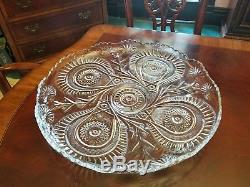 LE Smith Large Pinwheel and Star Slewed Horseshoe Punch bowl underplate 24 cups