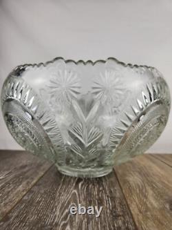 LE Smith Pinwheel & Stars Glass Punch Bowl Set 11pc Party Punch Set