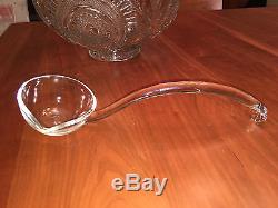 LE Smith Pinwheel and Star Slewed Horseshoe Punch Bowl + Ladle + 18 Cups