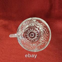 LE Smith Punch Bowl Clear Glass and 30 Glass Cups Pinwheel Star Pattern