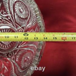 LE Smith Punch Bowl Clear Glass and 30 Glass Cups Pinwheel Star Pattern