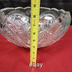 LE Smith Punch Bowl Clear Glass and 30 Glass Cups Pinwheel Star Pattern