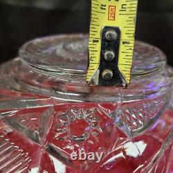 LE Smith Punch Bowl Clear Glass and 30 Glass Cups Pinwheel Star Pattern