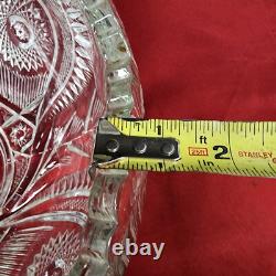 LE Smith Punch Bowl Clear Glass and 30 Glass Cups Pinwheel Star Pattern