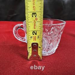 LE Smith Punch Bowl Clear Glass and 30 Glass Cups Pinwheel Star Pattern