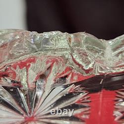 LE Smith Punch Bowl Clear Glass and 30 Glass Cups Pinwheel Star Pattern