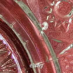 LE Smith Punch Bowl Clear Glass and 30 Glass Cups Pinwheel Star Pattern