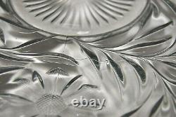 LE Smith Punch Bowl, Plate, 12 Cups Holiday Pattern 14 Pc Pressed Glass L2607