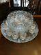LE Smith Punch Bowl Set Holiday Pattern 14 Piece Pressed Glass