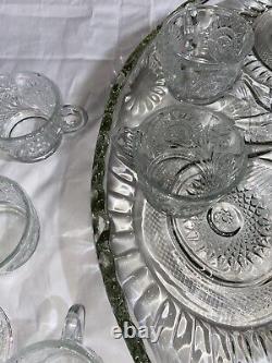 LE Smith Punch Bowl Set Slewed Horseshoe 12 Cups Plate