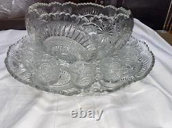 LE Smith Punch Set Bowl, Plate, 12 Cups LARGE