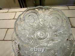 LE Smith Slewed Horseshoe Pinwheel & Stars Punch Bowl, Underplate, & 12 Cups