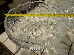 LE Smith Slewed Horseshoe Pinwheel & Stars Punch Bowl, Underplate, & 12 Cups