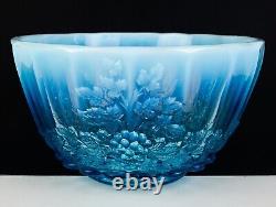 LG Wright Blue Opalescent Punch 14pc Set, Vintage 1950's Cups Bowl Plate, Fenton