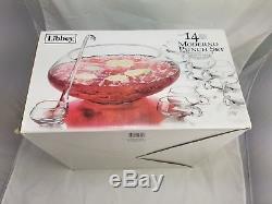 LIBBEY MODERNO CLEAR GLASS PUNCH BOWL SET withGLASS LADLE