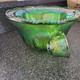 LIME IRIDESCENT CarnivalGlass Indiana GrapeHarvest Punch BowlSET see photos