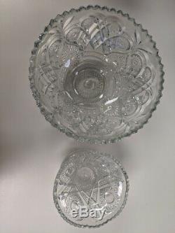 LK. 2 Piece Cut Glass Large Punch Bowl and Pedestal Nice
