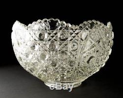 Large ABP Pressed Glass Punch Bowl Set with 17 Cups American Brilliant Period