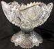 Large Antique Signed Libbey Art Glass ABP Cut Glass Punch Bowl W Stand / Base