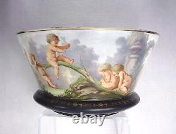 Large Baccarat Opaline Punch Bowl Putti at Play Jean-François Robert Mid 19th C