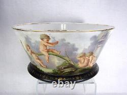 Large Baccarat Opaline Punch Bowl Putti at Play Jean-François Robert Mid 19th C