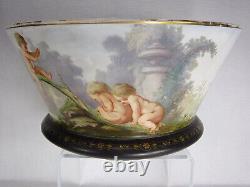 Large Baccarat Opaline Punch Bowl Putti at Play Jean-François Robert Mid 19th C