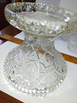 Large Brilliant Crystal Punch Bowl With Stand And Glass Ladel