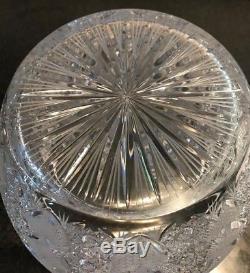 Large Ceskci Queen Anne Lace Crystal Punch Bowl w Tray, Ladle Glasses, Stirrers