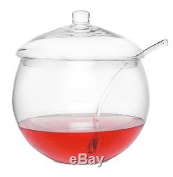 Large Clear Glass Round Punch Bowl & Ladle Punch Cordial 27cm, 4.5 litres