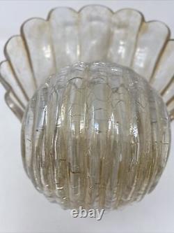 Large Crackled Glass Seashell Punch Bowl Serving Bowl Glass 1950's Vintage