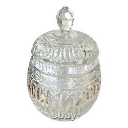 Large Crystal Lidded Oval Punch Bowl Jar Cut Florals