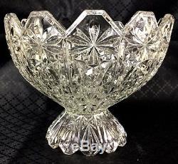 Large Crystal Punch Bowl Footed Centerpiece Bohemia Art Glass