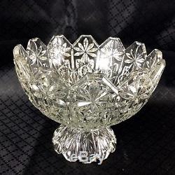 Large Crystal Punch Bowl Footed Centerpiece Bohemia Art Glass
