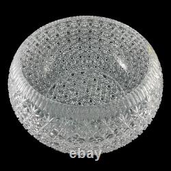 Large Cut Crystal Punch Bowl 13in Centerpiece Buttons Daisies Wedding Party