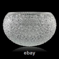 Large Cut Crystal Punch Bowl 13in Centerpiece Buttons Daisies Wedding Party