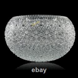 Large Cut Crystal Punch Bowl 13in Centerpiece Buttons Daisies Wedding Party