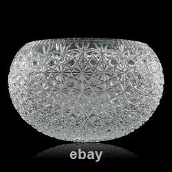 Large Cut Crystal Punch Bowl 13in Centerpiece Buttons Daisies Wedding Party