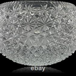 Large Cut Crystal Punch Bowl 13in Centerpiece Buttons Daisies Wedding Party
