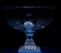 Large Cut Glass Footed Pedestal Punch Serving Bowl Bohemia 12in 8lbs Initials AR