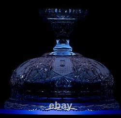 Large Cut Glass Footed Pedestal Punch Serving Bowl Bohemia 12in 8lbs Initials AR