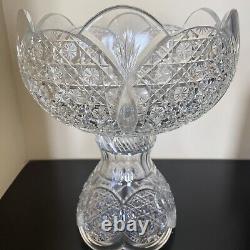 Large Cut Glass Punch Bowl With Stand