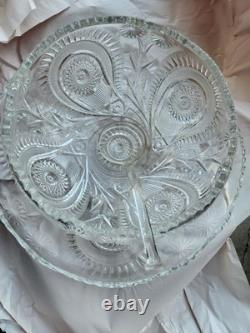 Large Cut Glass Punch Bowl with Underplate, 22 Cups, Plus a Glass Ladle