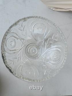 Large Cut Glass Punch Bowl with Underplate, 22 Cups, Plus a Glass Ladle