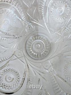 Large Cut Glass Punch Bowl with Underplate, 22 Cups, Plus a Glass Ladle