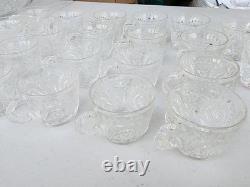 Large Cut Glass Punch Bowl with Underplate, 22 Cups, Plus a Glass Ladle