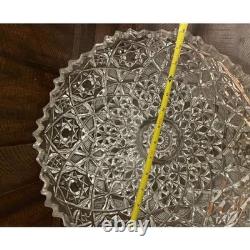 Large Starburst Pedestal punch Bowl American Brilliant Style Crystal 13x7