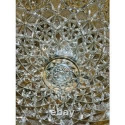 Large Starburst Pedestal punch Bowl American Brilliant Style Crystal 13x7