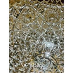 Large Starburst Pedestal punch Bowl American Brilliant Style Crystal 13x7