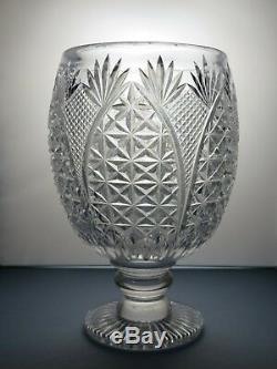 Large Stuart Crystal Church Window Cut Punch Pedestal Bowl Centerpiece-13tall