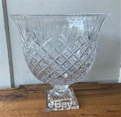 Large Vintage Cut Crystal Footed Pedestal Centerpiece Punch Bowl 13 tall